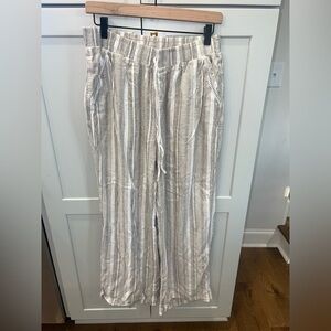 Briggs Women’s Linen Blend Relaxed Wide Leg Elastic Waistband Pockets Pant XL